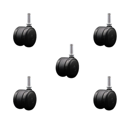 Service Caster 2'' Black Floor Safe Twin Wheel Casters 7/16 Grip Ring Stem, 5PK SCC-GR02S50-TPR-BLK-716176-5